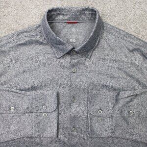 Stone Rose Shirt Mens XL Heather Black Tech Dress Wear Polyester L/S Button